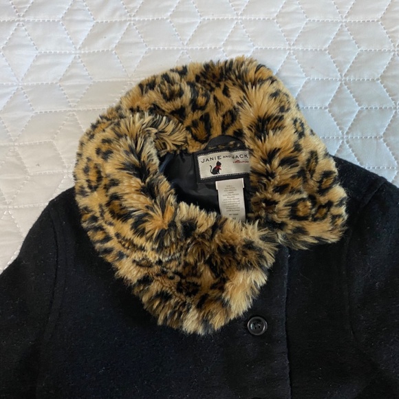 Janie and Jack Collection Pea Coat Fux fur leopard collar SIZE 4/5T - Picture 2 of 10